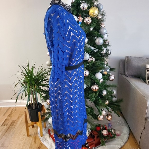 Jax Black Label blue lace midi open back high neck - Picture 5 of 8